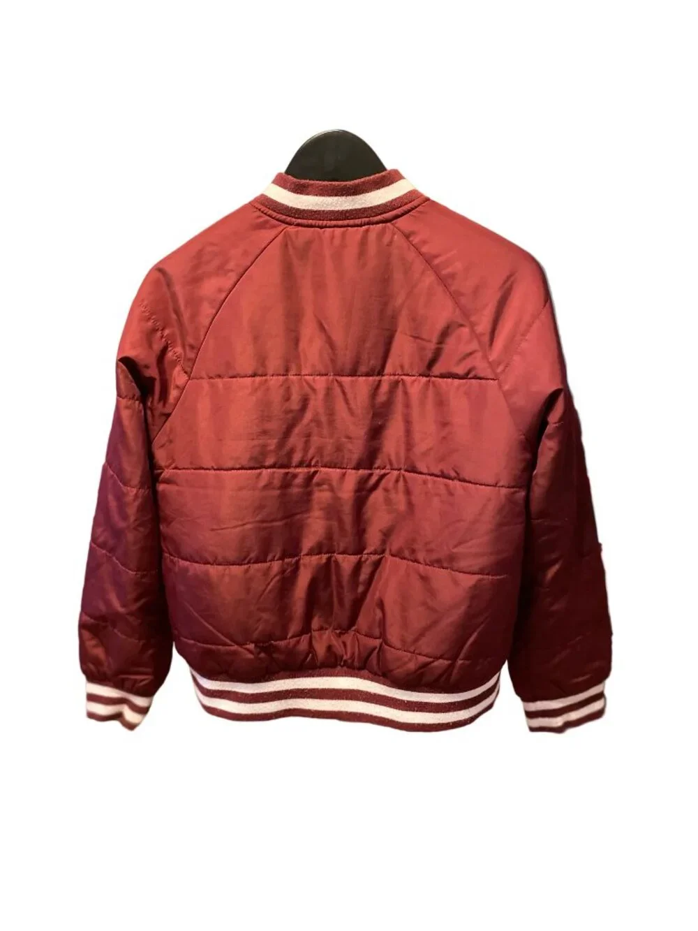 Quilted Bomber Jacket With Striped Ribbed Cuffs